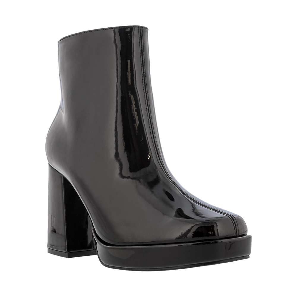Botin con plataforma en charol negro para dama Lady Paulina 25506