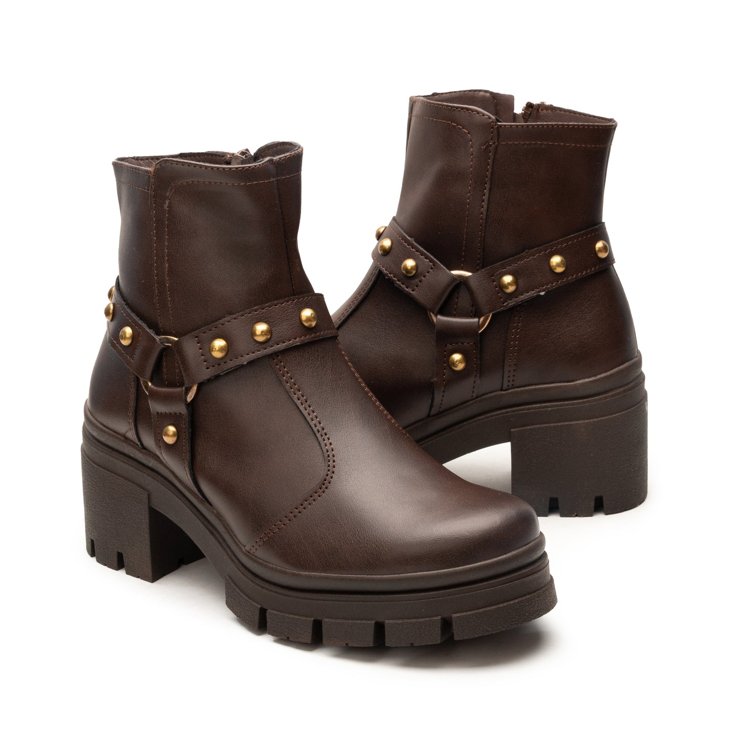 Bota con Plataforma Tipo Biker para dama en color Café y Negro Greenlove 94153