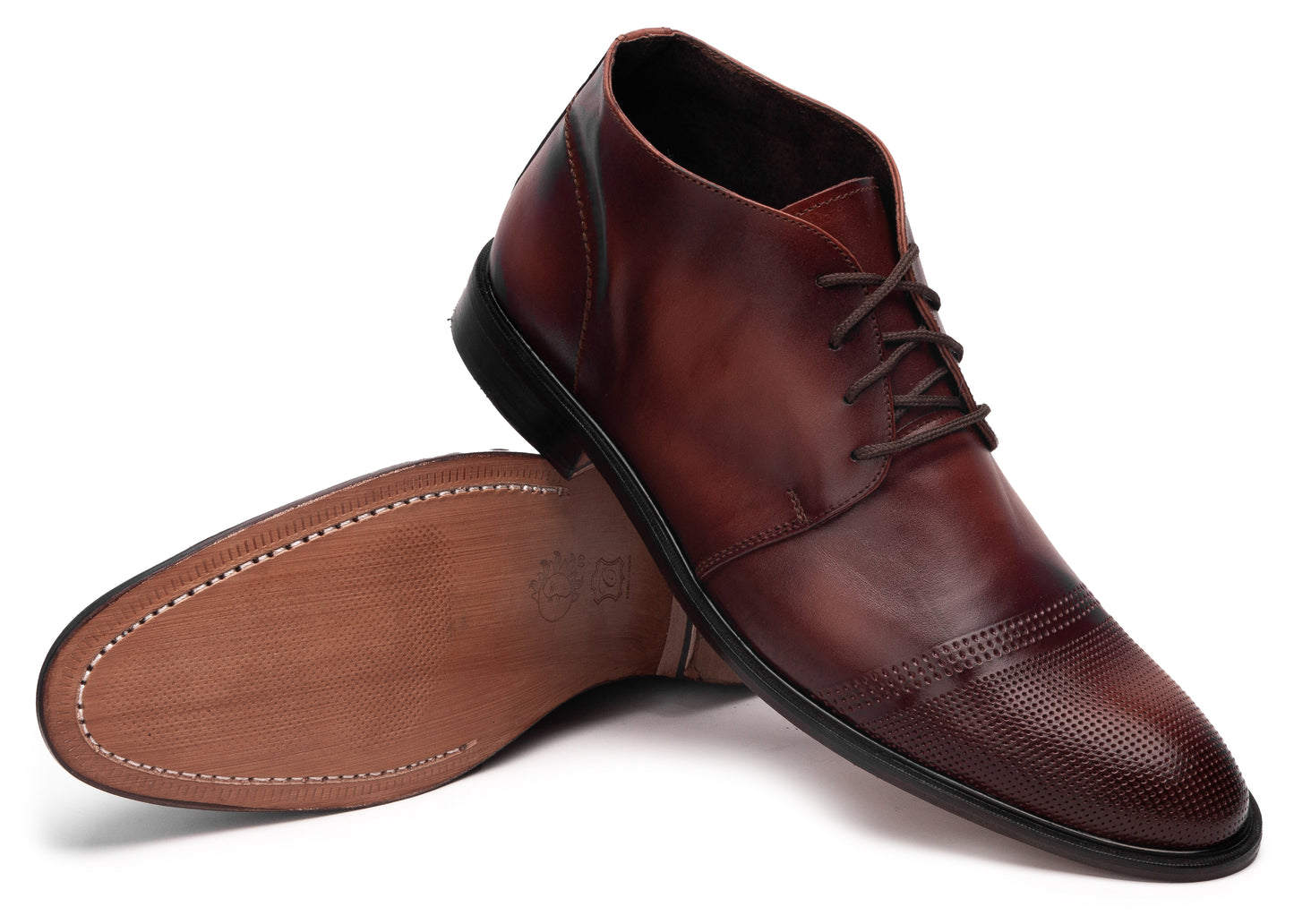 Zapato de Vestir Tipo Bota en Color Miel de Piel para Caballero 630