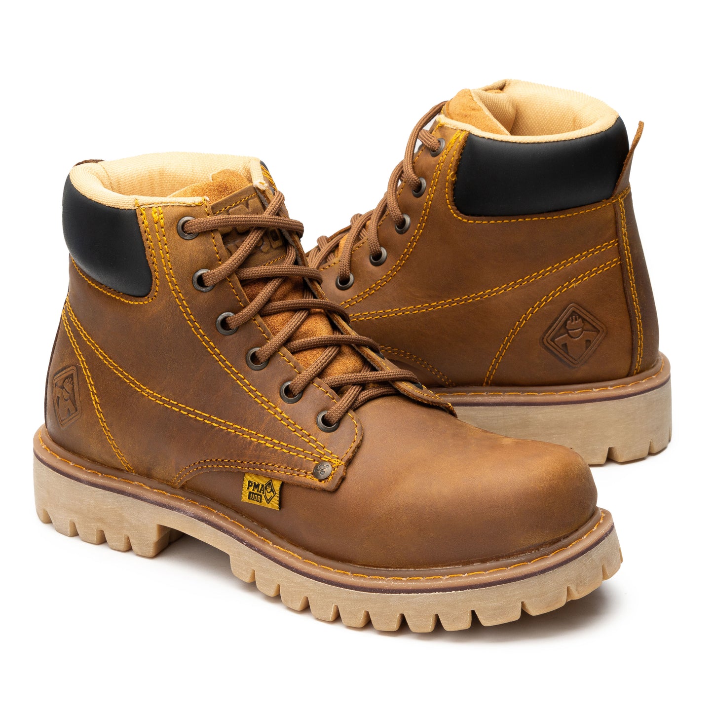 Bota de trabajo sin casco color Miel material crazy PMA 136