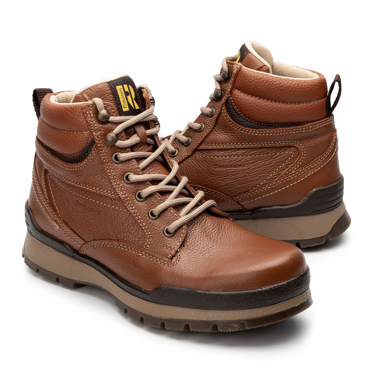 Bota Tipo Country en Color Miel y Café de piel Para caballero Romanos 7819
