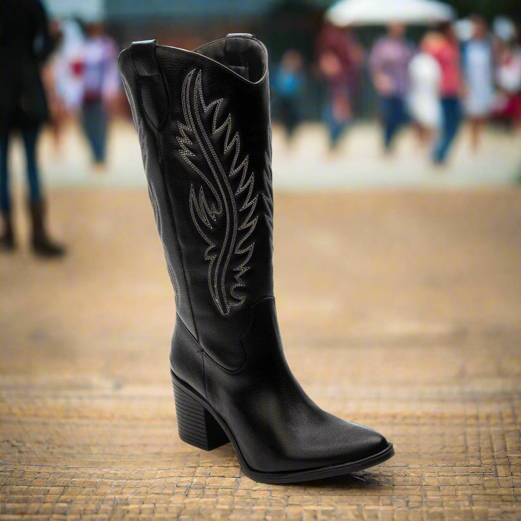 Bota Vaquera Cowboy en color negro y coñac para dama Suzy Love 6010