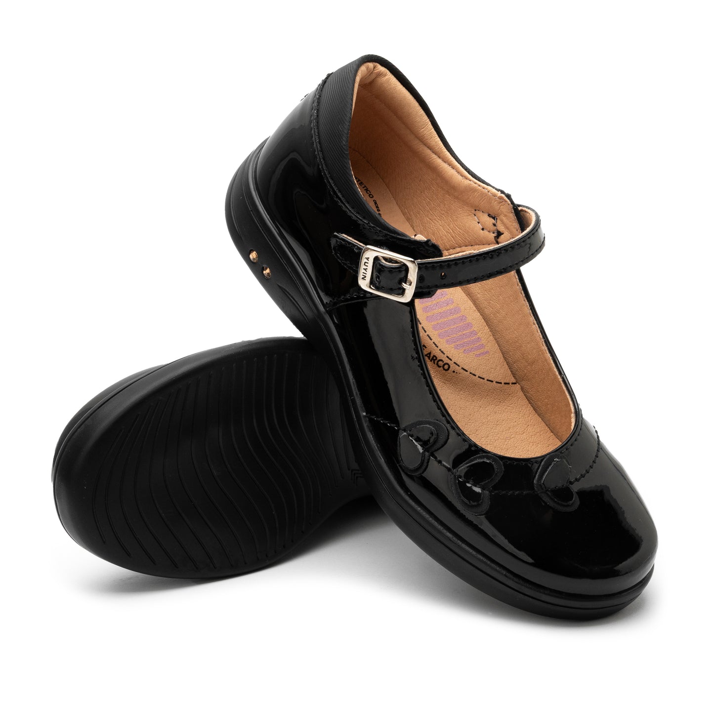 Zapato escolar de charol color negro para niña Yuyin 25472