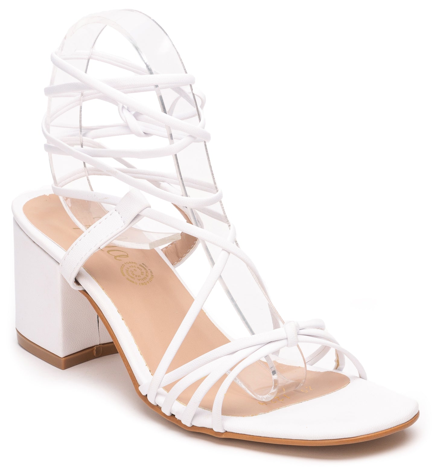 Sandalia con Tacón Tipo Gladiador en Color Late Beige y Plata 1224