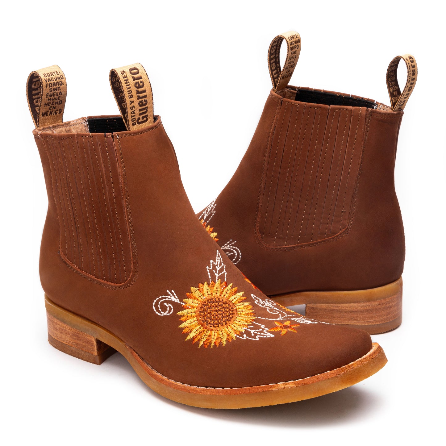 Botin Para Dama con Bordado Floral Girasol Color Oro