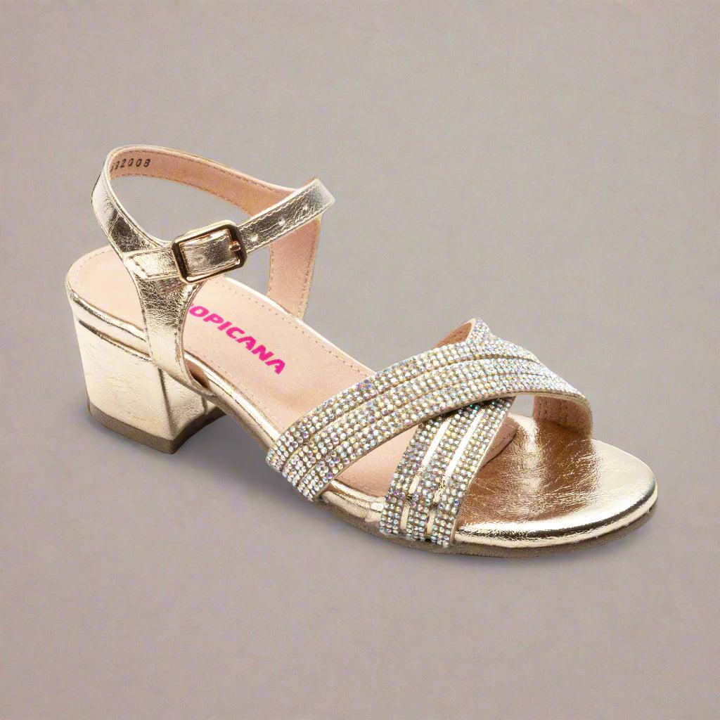 Sandalia con tacón color oro para niña Tropicana TR592008ST
