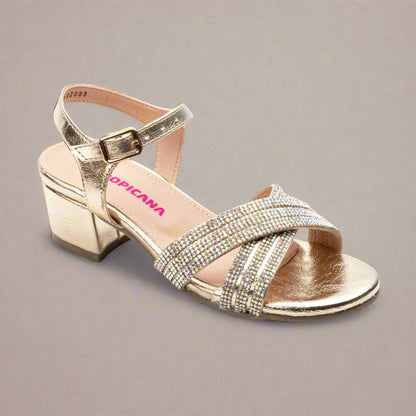 Sandalia con tacón color oro para niña Tropicana TR592008ST