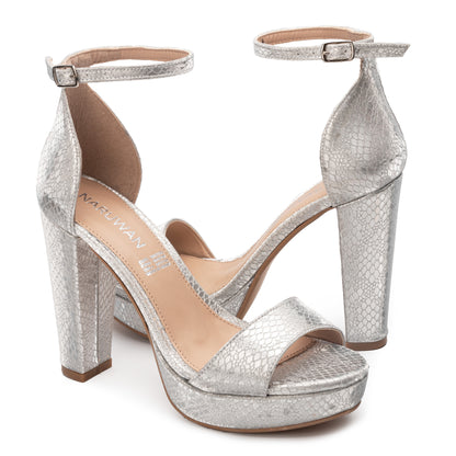 Zapatilla con Tacón Alto en Color Plata para Dama 2019