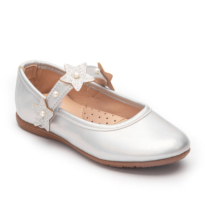 Zapato Balerina color Plata para niña con aplicación Estrellas Jakuna 23804