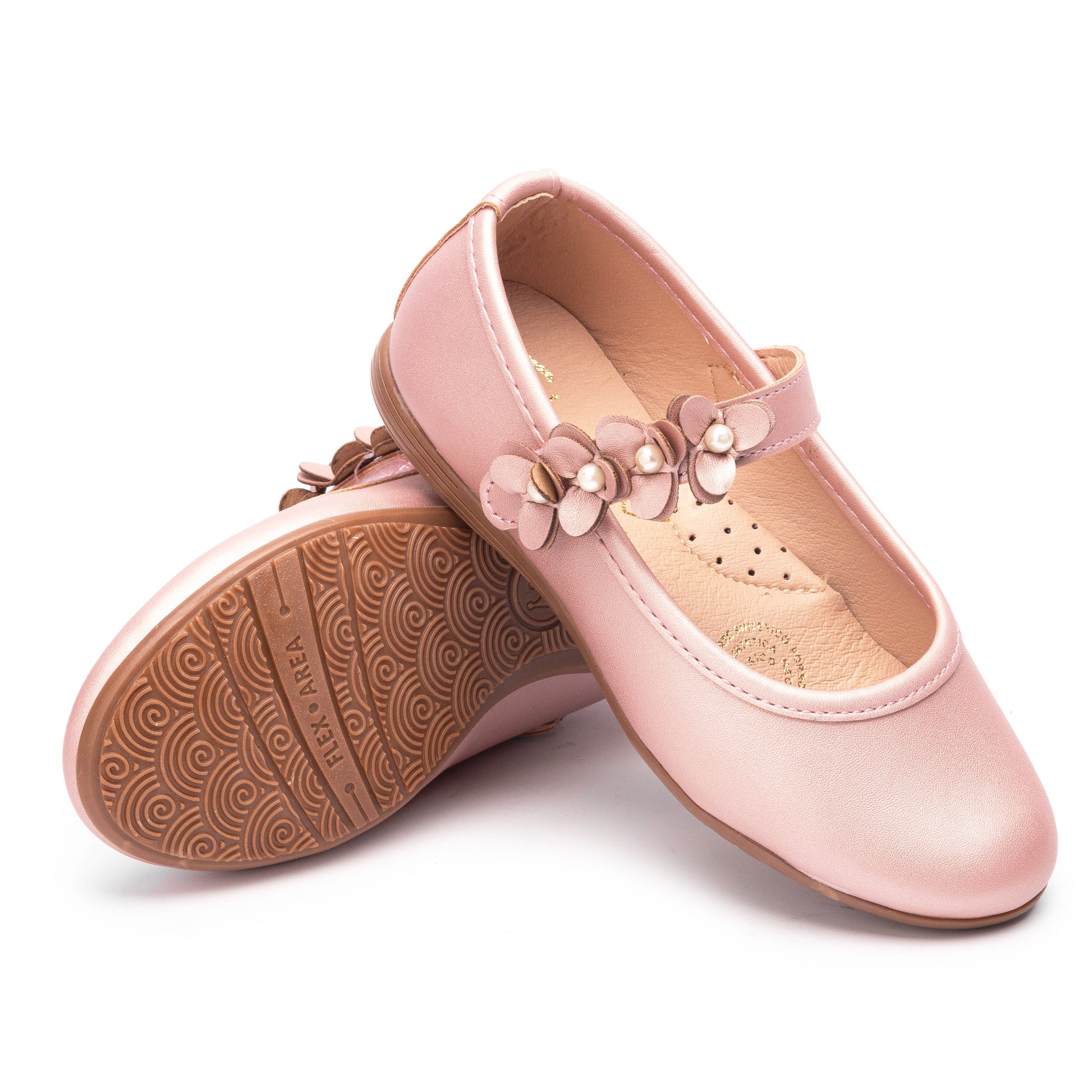 Zapato tipo Balerina color Champagne y Nacar para niña Jakuna 23894