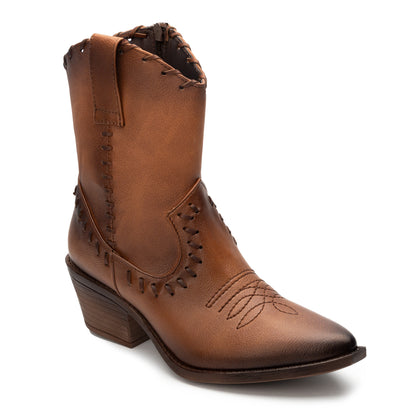 Botin Corto Tipo Cowboy Cafe y Negro para dama Maquech 8054