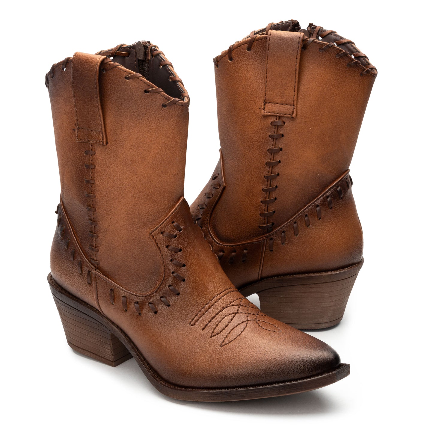 Botin Corto Tipo Cowboy Cafe y Negro para dama Maquech 8054