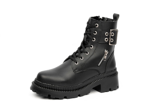 Bota tipo Combat para Dama en Color Negro 3703