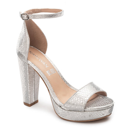 Zapatilla con Tacón Alto en Color Plata para Dama 2019