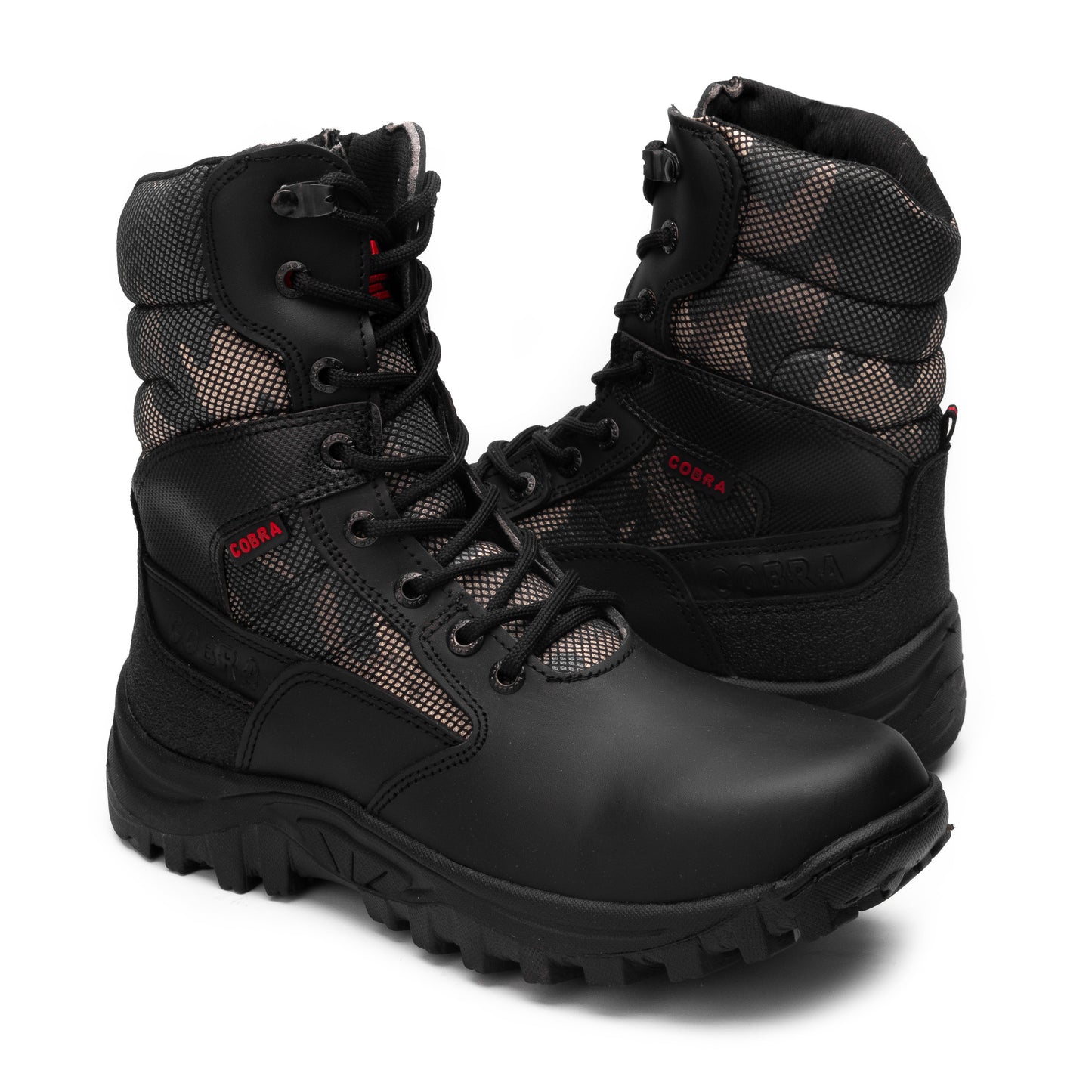 Bota Táctica color negro con camuflaje para caballero ROMBAR 4108