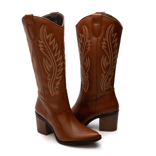Bota Vaquera Cowboy en color negro y coñac para dama Suzy Love 6010