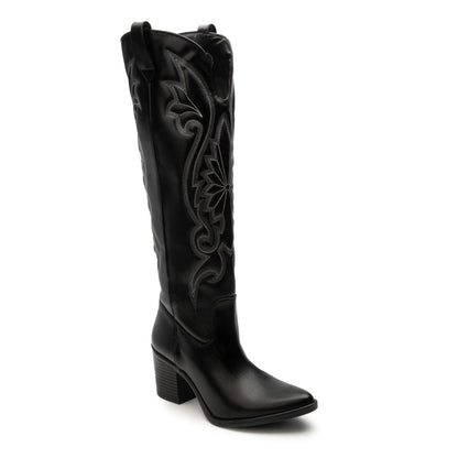 Bota larga Cowboy Vaquera Suzy Love 6035 Color Negro Para Mujer