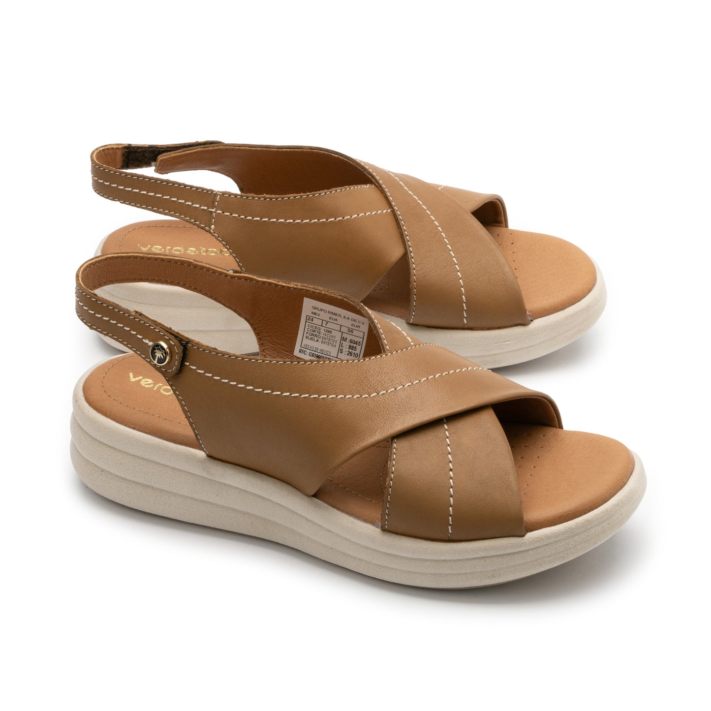 Sandalia color Tan para Dama Verde Tabaco 6045
