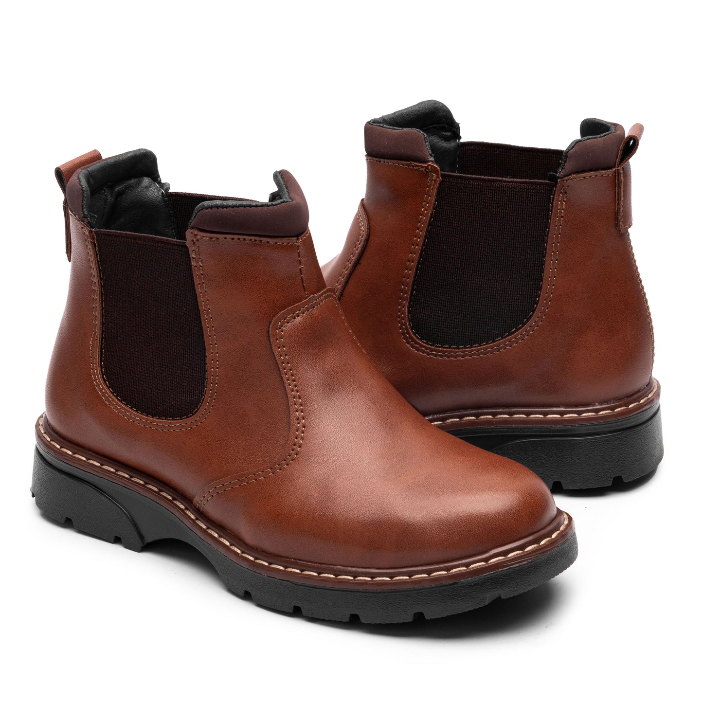 Bota Botin color Coñac de Vestir o Casual para niño Yuyin 23371