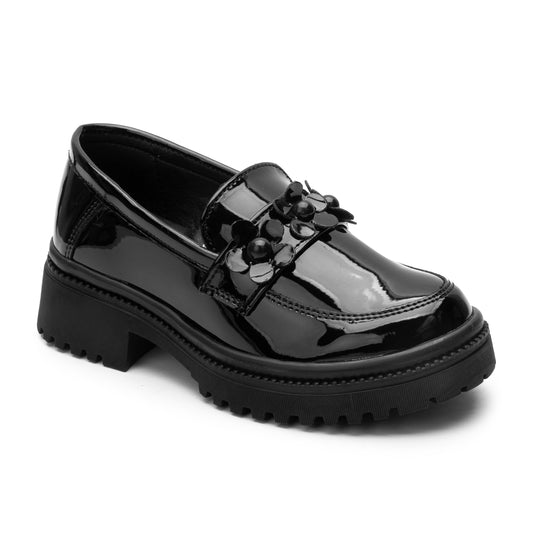 Zapato tipo Choclo en Charol Negro escolar para Niñas Yuyin 24273