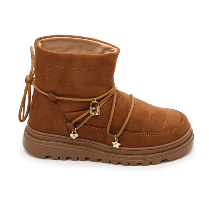 Bota casual color camel para niña Yuyin 26682