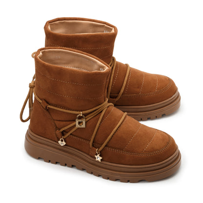 Bota casual color camel para niña Yuyin 26682