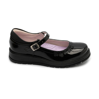 Zapato escolar en charol negro para niña Yuyin 26370