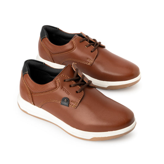 Zapato tipo choclo casual en color negro y coñac para Niño Yuyin 26070